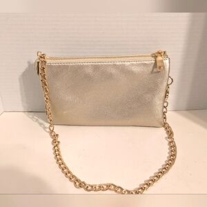 Jen & Co Gold Small Evening Bag with Gold Detachable Chain Strap